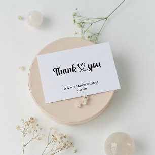 Minimalistisches Schwarz-Weiß-Danke-Herz Postkarte