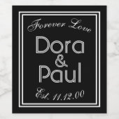 Minimalistisches Schwarz/Weiß Deco Wine Label Weinetikett (Einzelnes Label)