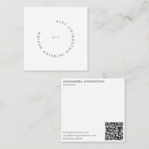 Minimalistisches Schwarz-Weiß-Designer-Modern-Logo Quadratische Visitenkarte