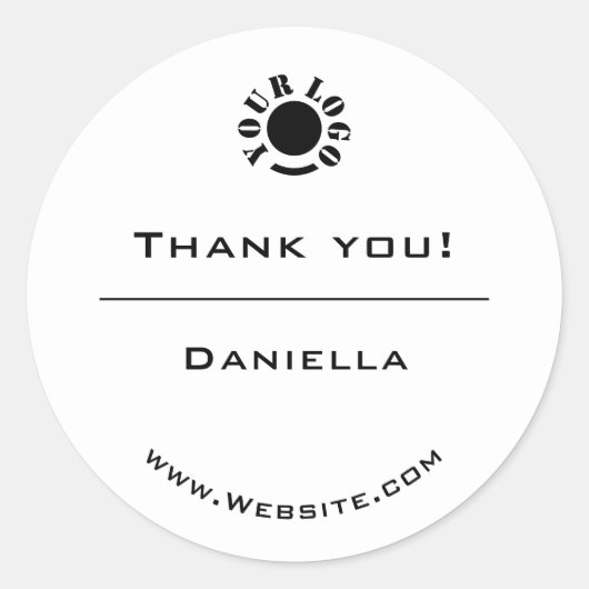 Minimalistisches Schwarz-Weiß-Einfache Danksagung- Runder Aufkleber (Vorderseite)