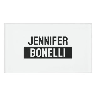 Minimalistisches Schwarz-Weiß-Einfaches Elegantes Namenschild