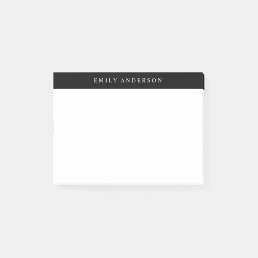 Minimalistisches Schwarz-Weiß-Elegantes Monogramm Post-it Klebezettel (Vorderseite)