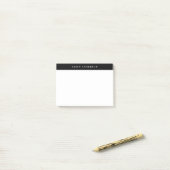 Minimalistisches Schwarz-Weiß-Elegantes Monogramm Post-it Klebezettel (Auf Schreibtisch)