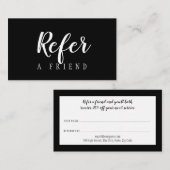 Minimalistisches Schwarz-Weiß-Elegantes Skript Empfehlungskarte (Vorne/Hinten)