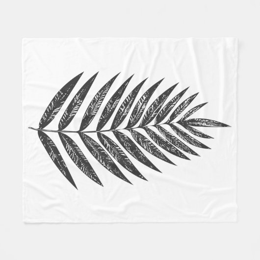 Minimalistisches Schwarz-Weiß-Fern Zeichnend Fleecedecke (Vorderseite (Horizontal))