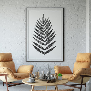 Minimalistisches Schwarz-Weiß-Fern Zeichnend Poster