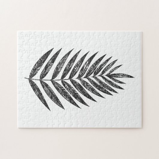 Minimalistisches Schwarz-Weiß-Fern Zeichnend Puzzle (Horizontal)