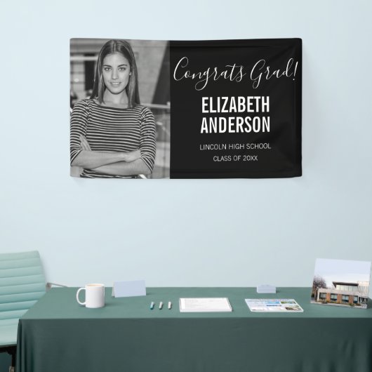 Minimalistisches Schwarz-Weiß-Foto Abschluss Foto Banner (Messeveranstaltung)