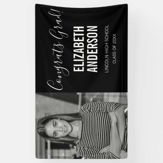 Minimalistisches Schwarz-Weiß-Foto Abschluss Foto Banner (Vertikal)