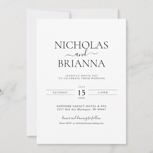 Minimalistisches Schwarz-Weiß-Foto Einladung (Vorderseite)