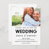 Minimalistisches Schwarz-Weiß-Foto Einladung Postkarte (Vorne/Hinten)