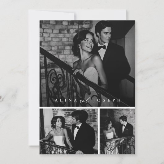 Minimalistisches Schwarz-Weiß-Foto Einladung zur H (Vorderseite)