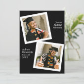 Minimalistisches Schwarz-Weiß-Foto-Grad-Ankündigun Einladung (Stehend Vorderseite)