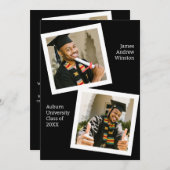 Minimalistisches Schwarz-Weiß-Foto-Grad-Ankündigun Einladung (Vorne/Hinten)