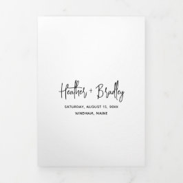 Minimalistisches Schwarz-Weiß-Foto Moderne Hochzei Dreifach Gefaltete Einladung