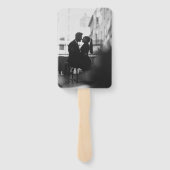 Minimalistisches Schwarz-Weiß-Foto Moderne Hochzei Fächer (Rückseite)