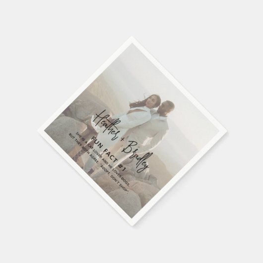 Minimalistisches Schwarz-Weiß-Foto Moderne Hochzei Serviette (Ecke)