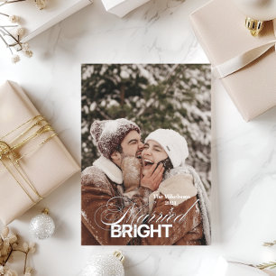 Minimalistisches Schwarz-Weiß-Foto Verheiratet und Feiertagskarte