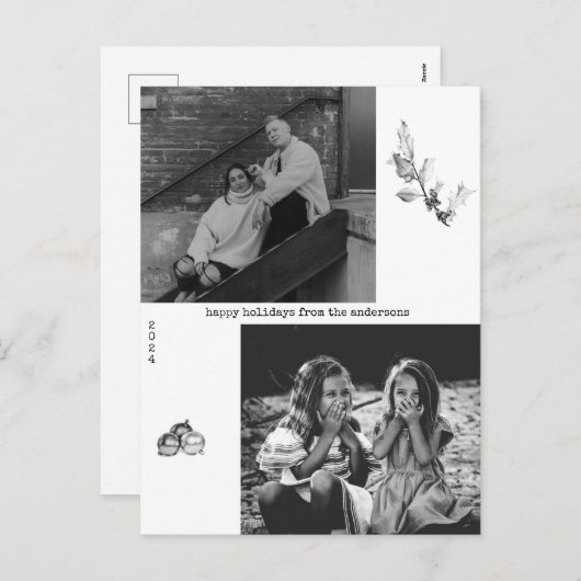 Minimalistisches Schwarz-Weiß-Foto Weihnachten (Vorne/Hinten)