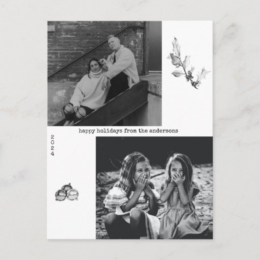 Minimalistisches Schwarz-Weiß-Foto Weihnachten (Vorderseite)