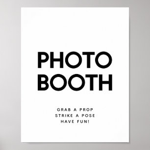 Minimalistisches Schwarz-Weiß-Fotoautomaten-Hochze Poster