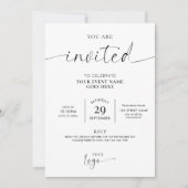 Minimalistisches Schwarz-Weiß-Gala-Event mit Firme Einladung (Vorderseite)