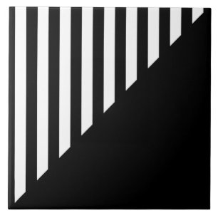 Minimalistisches Schwarz-Weiß-Geometrisches Streif Fliese
