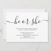 Minimalistisches Schwarz-Weiß-Geschlecht Einladung (Vorderseite)