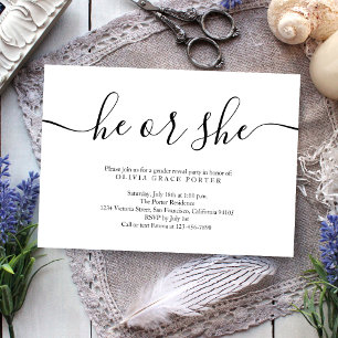 Minimalistisches Schwarz-Weiß-Geschlecht Einladung