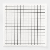 Minimalistisches Schwarz-Weiß-Gitter Serviette (Vorderseite)