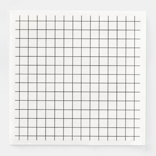 Minimalistisches Schwarz-Weiß-Gitter Serviette (Vorderseite)