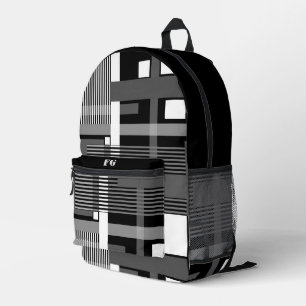 Minimalistisches Schwarz-weiß-graues geometrisches Bedruckter Rucksack