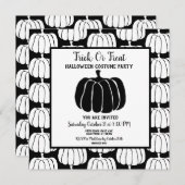 Minimalistisches Schwarz-Weiß-Halloween-Kostüm-Par Einladung (Vorne/Hinten)