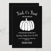 Minimalistisches Schwarz-Weiß-Halloween-Party Einladung (Vorne/Hinten)