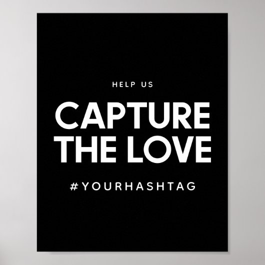 Minimalistisches Schwarz-Weiß-Hashtag-Hochzeitzeic Poster (Vorne)