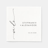 Minimalistisches Schwarz-Weiß-Heiratspapier Napkin Serviette (Vorderseite)