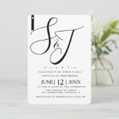 Minimalistisches Schwarz-Weiß-Herz Mit Monogramm Einladung (Stehend Vorderseite)