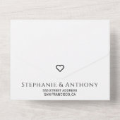 Minimalistisches Schwarz-Weiß-Herz Moderne Hochzei All In One Einladung (Rückseite)