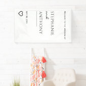 Minimalistisches Schwarz-Weiß-Herz Moderne Hochzei Banner (Insitu)