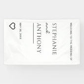 Minimalistisches Schwarz-Weiß-Herz Moderne Hochzei Banner (Horizontal)
