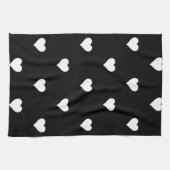 Minimalistisches Schwarz-Weiß-Herzmuster Geschirrtuch (Horizontal)