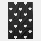 Minimalistisches Schwarz-Weiß-Herzmuster Geschirrtuch (Vertikal)