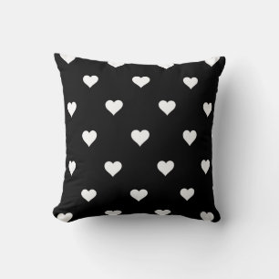 Minimalistisches Schwarz-Weiß-Herzmuster Kissen