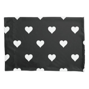 Minimalistisches Schwarz-Weiß-Herzmuster  Kissenbezug