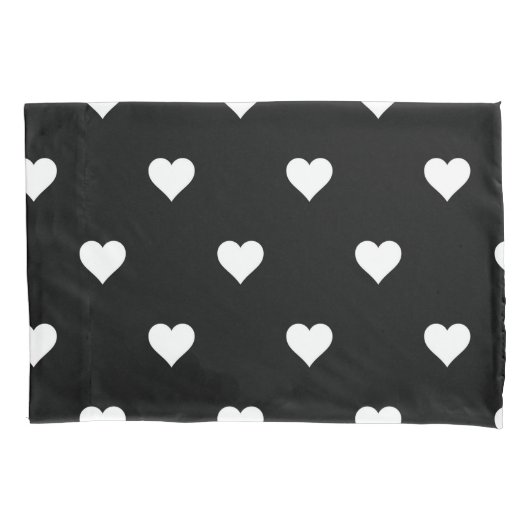 Minimalistisches Schwarz-Weiß-Herzmuster Kissenbezug (Vorderseite)