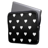 Minimalistisches Schwarz-Weiß-Herzmuster Laptopschutzhülle (Vorderseite Links)