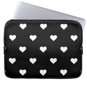 Minimalistisches Schwarz-Weiß-Herzmuster Laptopschutzhülle