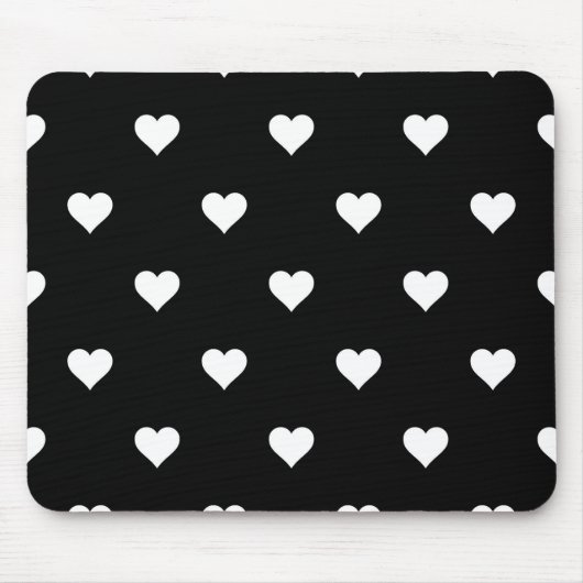 Minimalistisches Schwarz-Weiß-Herzmuster Mousepad (Vorne)