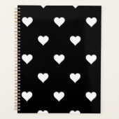Minimalistisches Schwarz-Weiß-Herzmuster Planer (Vorderseite)
