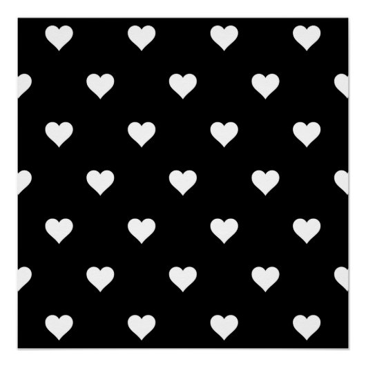 Minimalistisches Schwarz-Weiß-Herzmuster Poster (Vorderseite)